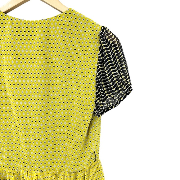 ANNA SUI Romper Lined Chiffon Playsuit Yellow Black - Picture 6 of 8